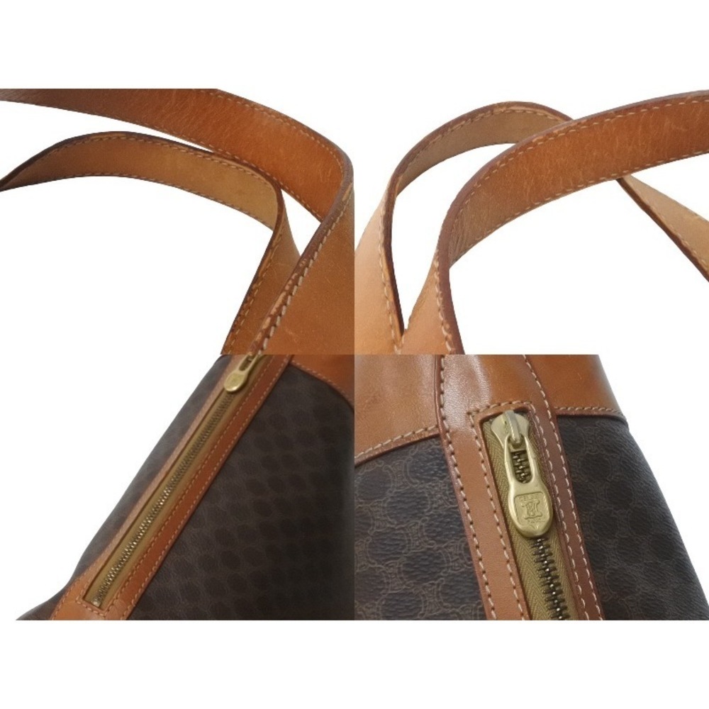 Celine Brown Leather Pattern Bag Macadam Tote - image 7